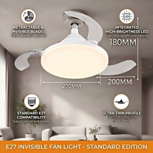 Silent Ceiling Fan Light E27 E14 B22 GU10 Base Remote Controlled Dimmable 3 Color LED Ceiling Fanlight for Living Room Bedroom