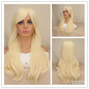Long Wavy Cosplay Wig Red Rose Pink Black Blue Sliver Gray Brown Temperature Synthetic Hair Wigs for Women