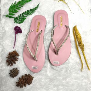 Sandal teplek wanita jepit mutiara sol karet ringan dan anti slip