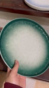 (SẴN) Đĩa tròn vân đá phong cách Bắc Âu chống trầy xước - beefsteak - bít tết - Sứ không chì cao cấp