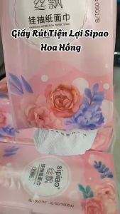 Thùng 10 bịch giấy rút SIPAO hoa hồng treo tường chuẩn nội địa Trung tặng kèm móc treo