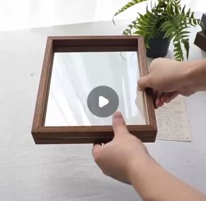 SG Stock DIY Double Glass Wood Photo Frame for Family Portraits Painting Flowers Plant Specimen Picture Holder Wedding Decoration Vintage Wooden Frame