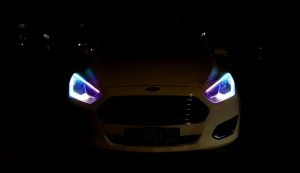 2 Buah Lampu Lari Siang Hari LED Mobil DRL Kontrol Aplikasi Lampu Hias Bar Lampu Sein Aliran Warna-warni RGB Fleksibel Kontrol Aplikasi 12V (juga Cocok untuk Sepeda Motor)