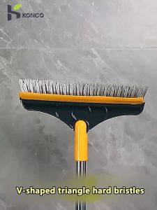 Floor Scrub Brush 2 In 1 Scrubber Long Handle Scrubbing Brush V-Shaped Bathroom Floor Cleaner for Window Track Crevice Cleaning