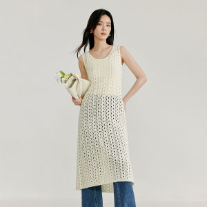 INMAN | Ice Silk Lace Hollow Out Layered Knit Vest Dress