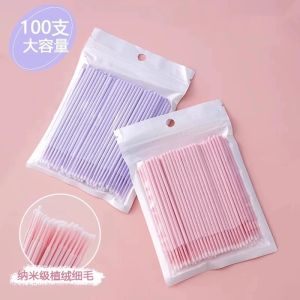 50/100 pcs Nano Cotton Swabs Fine Tip Small Head Makeup Remover Eyeliner Cleaning Stick Eyelash Makeup Removal Cotton Sticks for Beauty Care