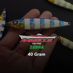 Umpan Metal Jig 40 Gram MONGKALO AMBISIOUS GID Zebra Glow In The Dark Sisik Besar Micro Jig 40g