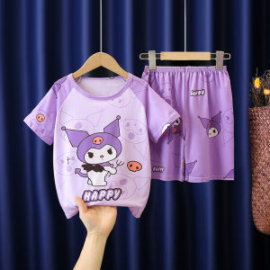 Lightweight Summer Childrens Sleepwear Half Sleeve Shorts Set Baby Home Clothes Boys Girls Thin Air Conditioning Suit
