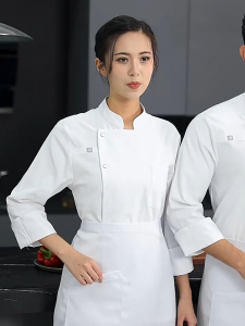 Chef Uniform For Men Women Elastic Draping Chef Jacket Long Sleeve Food Service Hotel Restaurant Kitchen Man Shirt Chef Uniform M-2XL