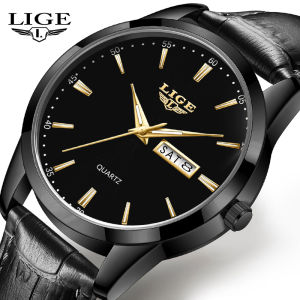 LIGE Casual Luxury Quartz Man Watch Fashion Simple Leather Waterproof Outdoor Sports Luminous Week Watches for Men Reloj Hombre