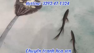 Tranh tròn hoa sen cổ kính chất liệu tráng gương - canvas bảo hành dài có sẵn viền móc treo đinh treo chắc chắn