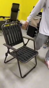 GOLD Foldable Vertical Stripe Outdoor Chair Balcony Folding Chair Lightweight Healing for Picnic- Waterproof & Anti-Rust Camping