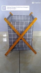 Tempat Cucian Keranjang Baju Kotor & Laundry Bag Lipat dengan Stand Kayu Basket Storage
