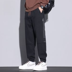 ROMON | Romon Mens Fleece Lined Loose Fit Thick Winter Workwear Pants Trendy Handsome Casual Long Trousers Youthful Energy Style