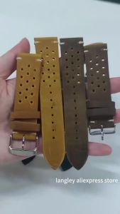 Breathable Calfskin Racing Leather Watch Band Brown Strap 18/19/20/21/22/24mm Smartwatch Universal Bracelet Men Women Wristbelts