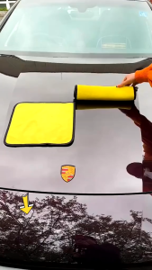 Khăn Lau Xe Ô Tô Chuyên Dụng Microfiber 2 Mặt Siêu Thấm Hút 30cm Và 60cm Không Xù Lông Có Quai Treo -Khăn Lau Bếp Lau Bụi Vệ Sinh Ô Tô Nhà Cửa
