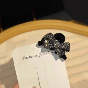 Crystal Decor Bow Shape Small Hair Clip For Short Hair Transition