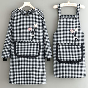 Apron Womens Kitchen Overclothes Work Clothes Long Sleeves Cotton Cooking Antifouling Breathable and Wearable Fashion New Arrival Internet Celebrity