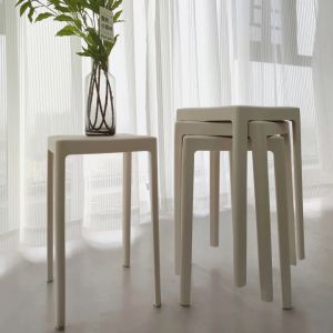 Nordic Simple Plastic Stool Stackable Home Dual-Use Thickened Adult Solid Square High Bench Spare Dining-Table Chair