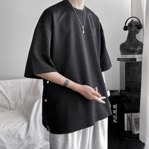 JIARONG | Waffle Textured Design Summer Shirt Short Sleeve Loose T-shirt