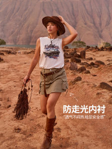 AlphaGym Apocalyptic Workwear Mini Skirt Womens Summer Hot Girl A-Line Inner Lining Anti-Light Sporty Half Skirt