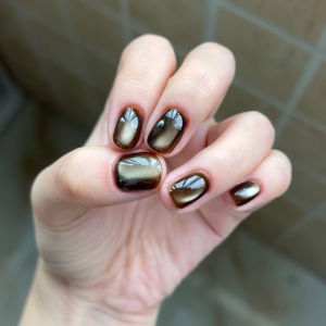 Nhựa Giả Móng Tay Ngắn Đeo Được Bằng Hạt Thủy Tinh Amber Cats Eye Mùa Thu Đông Thủ Công Mỹ Phẩm Làm Đẹp Hộp Quà Tặng Tùy Chỉnh