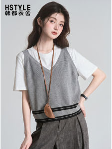 HSTYLE | Layered Look Knitted T-shirt