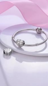 Hạt Charm Hình Trái Tim Cho Vòng Tay Vòng Cổ - 3mm Phù Hợp Làm Đồ Trang Sức Gia Đình Và Tình Bạn - Mặt Dây Chuyền Bạc Đồng Zirconia Cho Nữ