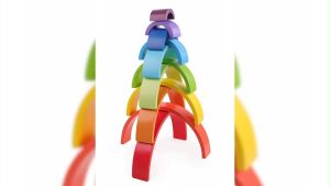 Isi 52 Set Mainan Montessori Rainbow Blocks Wooden Rainbow Stacker