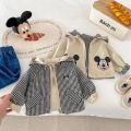 Chuột Mickey Tập Đi Trẻ Em 2 Mặt Có Mũ Kẻ Sọc Mùa Xuân, Mùa Thu Unisex Bé Trai Bé Gái Áo Khoác Ngoài Dây Kéo Đóng Cửa. 