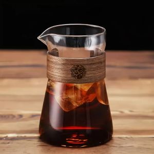 17oz/500ml Glass Coffee Pot Carafe with Wood Heat-Resistant Layer High Borosilicate Espresso Shot Glass Mug Coffee Accesories