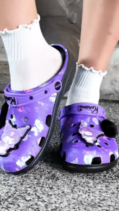 Crocs Womens Kuromi Classic Clogs Cave Shoes Beach Anti slip Breathable Lightweight Sandals #211491