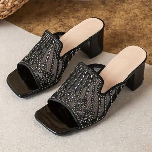 Sandal Pesta Wanita Mules Heels Elegan Hak Tahu 5 Cm IP 03 Brokat Marlin Bustong