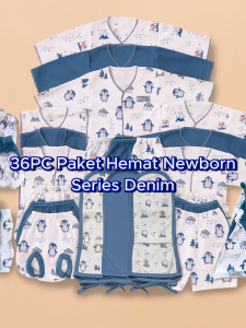 36 PCS Paket Hemat Terkomplit Baju Bayi Baru Lahir Paket Hemat Brojol Baby Paket Komplit Bayi Baru Lahir POKA SNI Serian DENIM ZPH38
