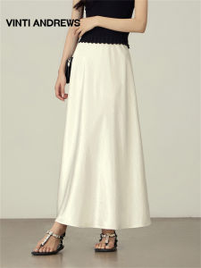 Short Womens A-Line Skirt for Summer White Draping Elegant High-Grade