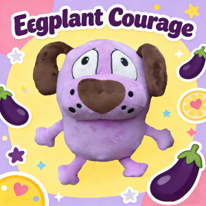25CM Cute Cartoon Purple Dog Plush Toys Game Anime Animals Eggplant Puppy Courage Stuffes Eggplant Peripherals Kid Birthday Gif