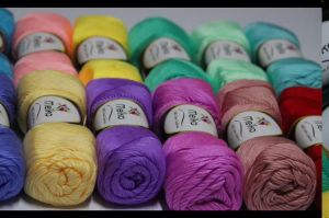 ไหมพรมสำหรับเด็กอ่อน ไหมพรม คอตตอน ถักหมวก ผ้าพันคอ ( ม่วงอ่อน 4 ม้วน )