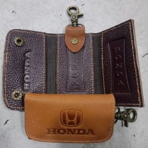 Gantungan kunci kendaraan lipat Tiga tempat STNK Motor Mobil SIM Bahan kulit asli