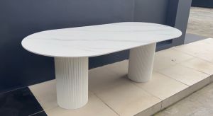 Oval Fluted Table / Modern 2M Sintered Stone Table - FRM5220