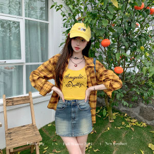 Retro Style Yellow Checkered Long Sleeve Shirt