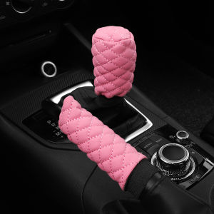 2 sets PU leather stereo embroidery car handbrake cover handle set manual gear general automotive supplies
