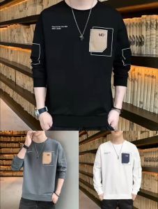 017 L-3XLพร้อมส่งเสื้อแขนยาวผู้ชายสไตล์เกาหลีเสื้อแขนยาวคอกลมใส่แล้วดูหล่อเท่เสื้อทรงสวยผ้าดีใส่สบายใส่ได้ทุกโอกาส