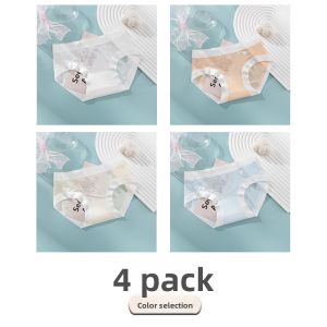 miiow | Girls Ice Silk Underwear Antibacterial Pure Cotton Triangle Shorts Childrens Innerwear Comfortable Breathable Summer Pants