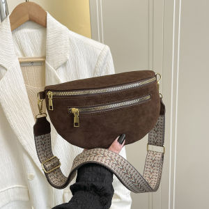 2025 Winter Faux Suede Chest Bag Woman Waist Bag Street Trend Fanny Pack Casual travel Female Shoulder Crossbody Bag Phone Purse