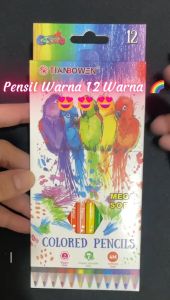 Pensil Warna Panjang 12 Warna Anak Sekolah Pastel Neon Soft Colour