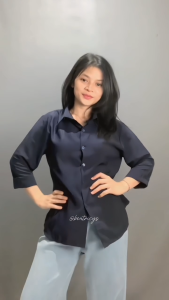 Kemeja Basic Polos Wanita Casual Lengan Panjang Oversize M L XL XXL XXXXL