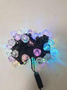 Dây bóng led trang trí 5m - 50 quả nhựa kim cương D25mm ánh sáng nhiều màu