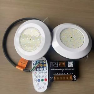 ไฟสปอตไลท์ใต้น้ำ 12V สำหรับสระว่ายน้ำ น้ำพุ และภูมิทัศน์  แบบเรซิ่นกันน้ำ IP68 ดีไซน์บางเฉียบ แสง RGBW และแสงขาวโทนเย็น กำลังไฟ 18 วัตต์ 6 สาย