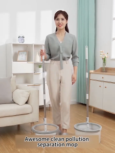 Hisoa Self Wash Spin Mop (Turbo Bucket) | Hands-Free 360° Dirty-Clean Separation | Wet/Dry Use