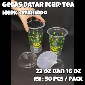 Gelas Plastik Printing STARINDO Ukuran 22 OZ isi 50 pcs / Motif Fresh Iced Tea / Gelas Es Teh